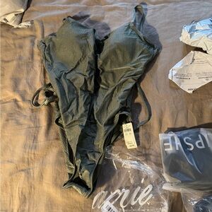 Aerie new with tags, Olive green one piece, bathing suit, tie back size medium